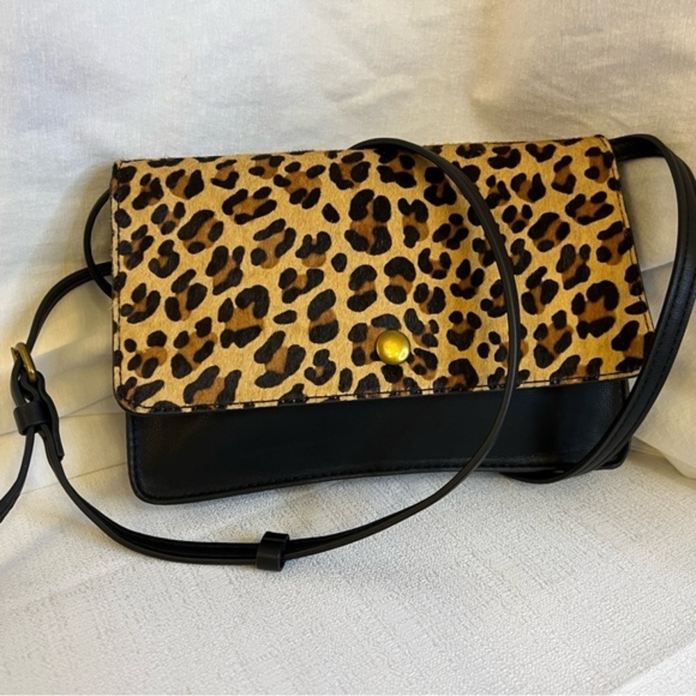 J. crew leopard calf hair cross body  bag NWT  *WITH FLAWS*